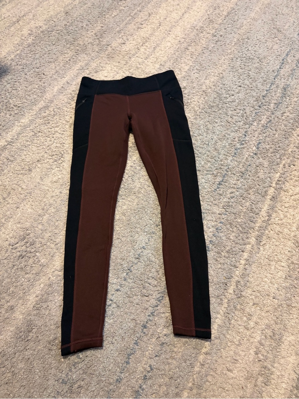 ATHLETA Fleece Lined Polartec Maroon Legging SMALL